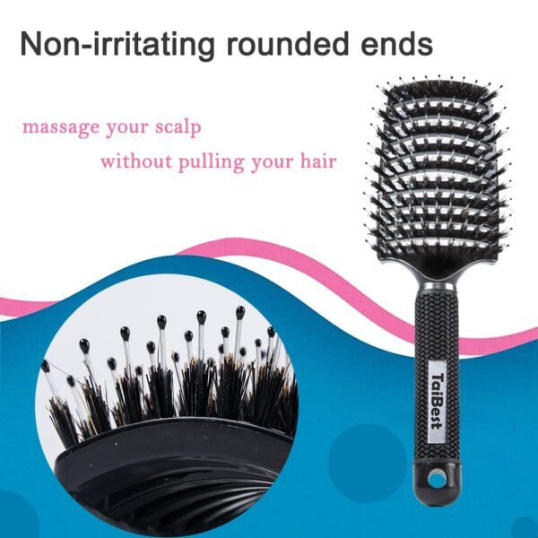 61oZncmTNbL._SL1000_.jpg Boar Bristle Hair Brush Set - Dry/Wet Hair Brushes Detangler for Fine, Thick, Curly Hair - Curved and Vented Hair Brush for Women, Men or Kids