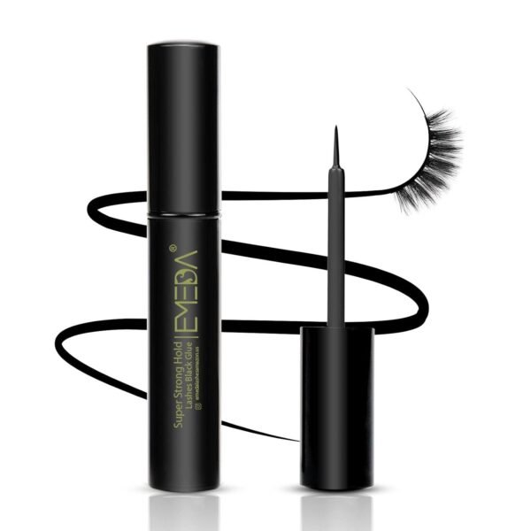 EMEDA Black Lashes Glue Super Strong Hold 24H/Waterproof/Quick Dry False Eyelash Glue Strip Eyelash Adhesive (Black, 5ml)