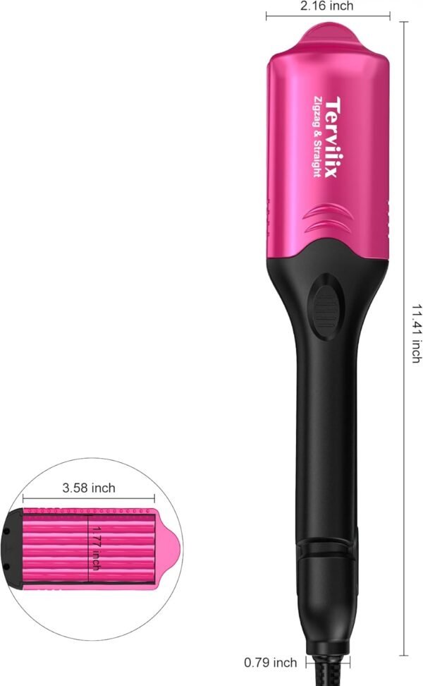61oy8PQAQL._AC_SL1500_.jpg Terviiix Crimper Hair Iron with 4 Interchangeable Plates, Keratin & Argan Oil Infused Hair Crimper for Women, Volumizing Crimping Iron for Thin Fine Hair, 5 Heat Settings & 60 Mins Auto Off, Pink