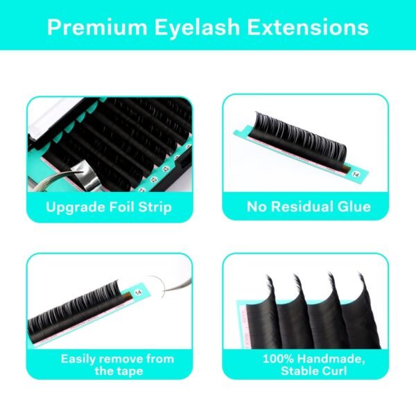 Eyelash Extensions 0.05 D Curl 13mm Lash Extensions Supplies Individual Lashes Premium Silk Volume & Classic Lash Soft Matte Dark Professional Eyelashes Extension (0.05-D-13mm)