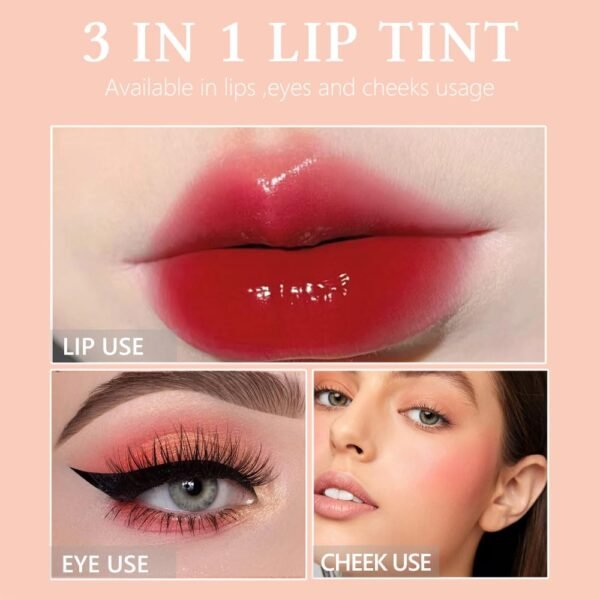 6 Colors Lip Tint Stain Korean Lip Gloss Set, Plumping Lip Tint Mini Liquid Lipstick, Multi-Use Cheek and Lips, Long lasting Waterproof, Non-Stick Cup, Tinted Lip Makeup