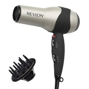 61ptGzbOxQL._SL1500_.jpg REVLON Turbo Hair Dryer with Advanced Ionic Technology, Ceramic Coating | Turbo Heat and Cold Shot Features, 1875 Watts for Fast Drying and Shine (Silver)