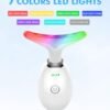 Red-Light-Therapy-for-Face-and-Neck, 7 Color Face Massager Tool for Wrinkles, Double Chin, Vibrating Facial Massager with Thermals for Skin Care, Glossy White