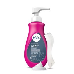 61qhGdUgdjL._SL1500_.jpg VEET Professional 2 Minute Hair Removal Cream For All Skin Types with Shea Butter | Effective Full Bikini Hair Removal, Pubic Hair Removal Gel | Dermatologically Tested | 13.5 FL OZ Bottle w/Spatula