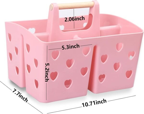 61r9gWQBSyL._AC_SL1500_.jpg Anyoifax Portable Shower Caddy Plastic Shower Basket Organizer Divided Bathroom Storage Cleanning Caddy Tote with Handle for College, Dorm Room, Kitchen, Pink