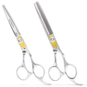 61rGAM5A5DL._SL1500_.jpg Equinox Professional Razor Edge Series Hair Cutting Scissors Set - Barber Hair Cutting & Thinning Shears/Texturizing Scissors Set - 6.5 Inches Hair Cutting Scissors Kit for Men/Women/Kids/Salon & Home