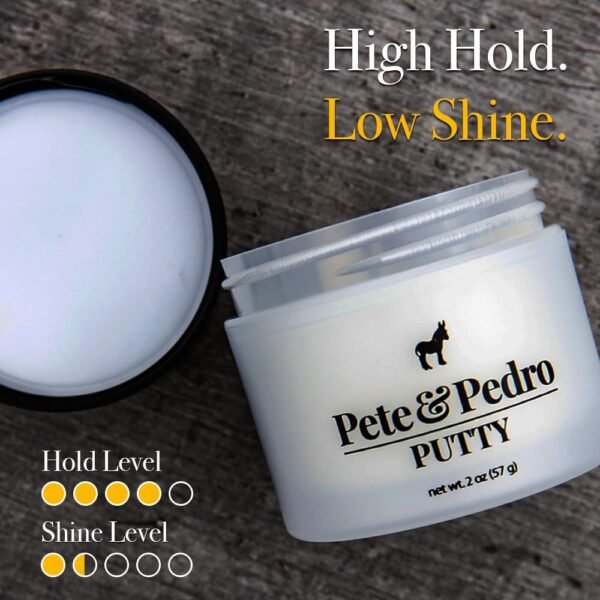 Pete & Pedro HAIR PUTTY - Strong Hold, Matte Finish, Low Shine Hair Clay for Men, Ideal for Hairstyling & Grooming Medium, Messy, & Shorter Hairstyles | Water soluble, As Seen on Shark Tank, 2 oz.