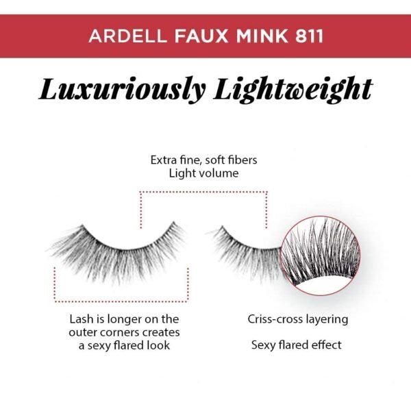 Ardell Faux Mink Lashes False Eyelashes 811 - Luxuriously Lightweight, Knot-Free Invisiband, Reusable Strip Lashes, 4 Pairs, 1 Pack