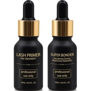 61s2EKXaruL._SL1500_.jpg Lash Bonder and Primer Kit for Eyelash Extensions, Glue Accelerator Lash Sealant, Eyelash Extension Primer Protein Oil Remover, Adhesive Makeup Tools for Professional Use (15ml+15ml)
