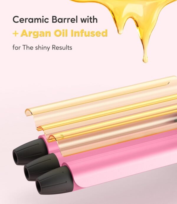 Mini Crimper for Short Hair 1/2 Inch, Small Beach Waves Tool, 3 Barrel Waver With Argan Oil Infused, Easy to Use Curling Iron