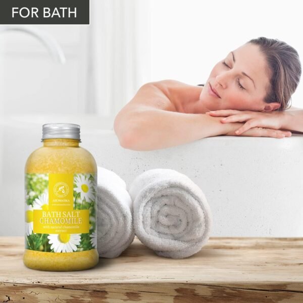 Bath Sea Salt Chamomile 21.16 Oz (600g) - Bath Salts with Natural Chamomile Extract for Bath Soak - Relaxing Bath - Body Care - Muscle Relaxation - Aromatherapy Bath Salts - Herb Bath Salt