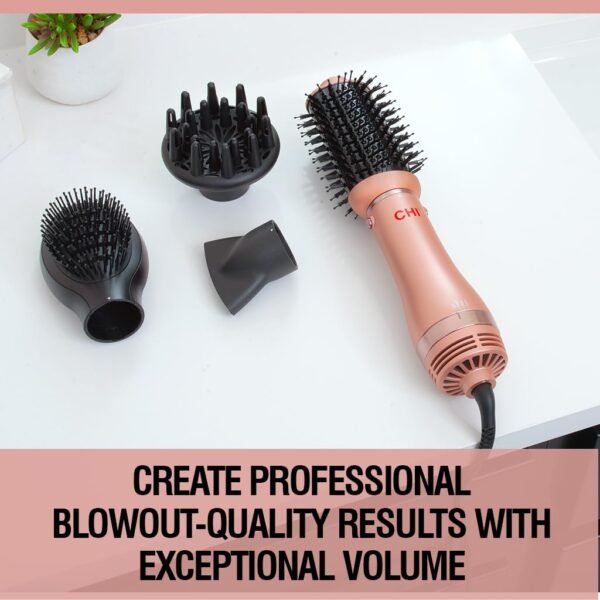 61sR8qtOCcL._SL1024_.jpg CHI Volumizer 4-in-1 Blowout Brush, Hair Dryer for Smooth, Silky & Shiny Hair, Four Interchangeable Attachments for Versatile Styling, Rose Gold