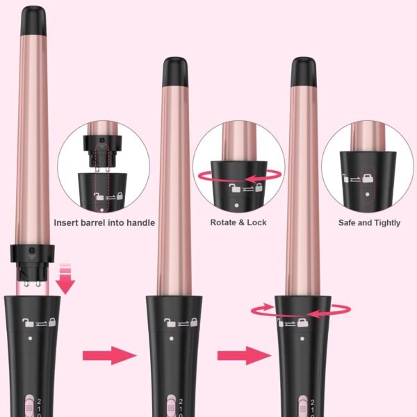 61sTiQragZL._AC_SL1500_.jpg Curling Wand Set, Curling Iron Interchangeable 3 Barrel Wand Curler with Ceramic Tourmaline Professional 5 in 1 Wand Curling Iron,for Women with Curler and Waver