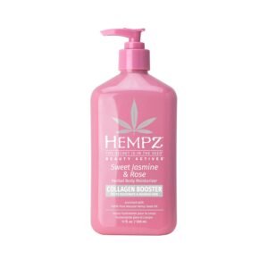 Hempz Sweet Jasmine & Rose Herbal Body Moisturizer for Women, 17 Fl. oz. - Moisturizing Lotion with 100% Pure Hemp Seed Oil, Collagen, Shea Butter - Hydrating Vegan Lotion for Dry Skin