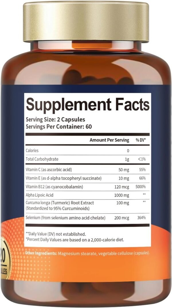 (2 Packs) Alpha Lipoic Acid - 1000mg ALA Supplement Capsules for Neuropathy Support Supplement Nerve Health, Liver Detox, Antioxidant, Metabolism and Cell Energy, Anti-Aging - Non-GMO, Gluten Free
