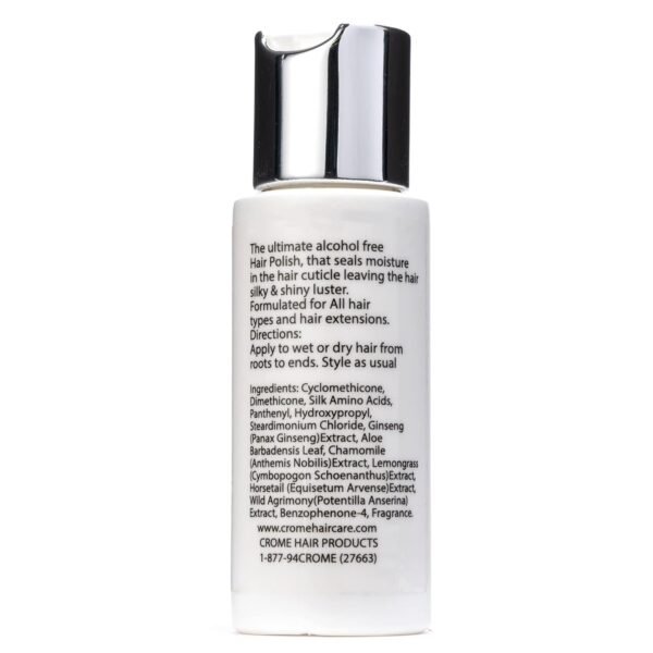 Crome Hair Serum - Liquid Crome Serum for Taming and Styling Frizzy Hair - Oil-Free, Alcohol-Free Moisturizer with Heat and Humidity Protection - Anti-Frizz Serums for Glossy Shine and Glow, 2 Fl Oz