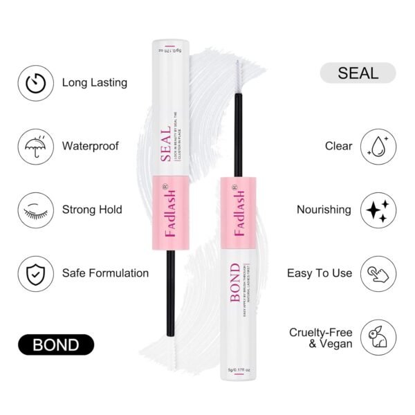 61tJ73DTMRL._SL1500_.jpg FADLASH Lash Bond and Seal 10ml Individual Lashes Glue and Seal Super Strong Hold DIY Lash Extension Kit Hold 48-72 Hours Waterproof Cluster Lash Glue Eyelash Extension Kit