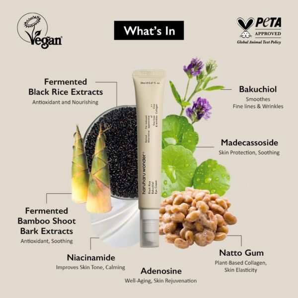 61tMMBnNpzL._SL1000_.jpg Haruharu Wonder Black Rice Bakuchiol Eye Cream 0.67 fl.oz / 20ml | Anti-Aging, Wrinkle Care, Natural Retinol Alternative | Cruelty Free, EWG-Green