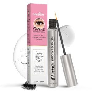 Herbishh Eyelash Enhancing Nourishing Serum for Longer, Thicker Lashes, Safe for Lash Extensions, Fragrance-Free Lash Serum, Sulfate-Free, Travel-Friendly, 0.135 fl. oz