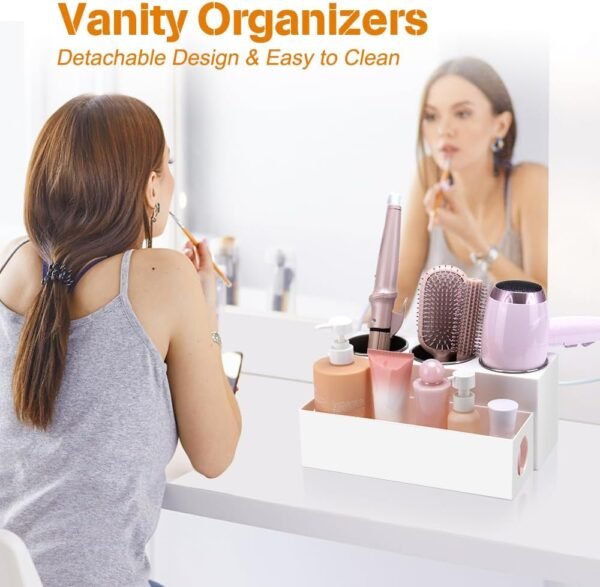 61tfvRKRKRL._AC_SL1000_.jpg Hair Tool Organizer - Bathroom Vanity Organizers and Storage, Hair Styling Accessories Hot Tools Organizer Hair Dryer, Blow Dryer, Curling Iron, Flat Iron, Hair Straightener, White
