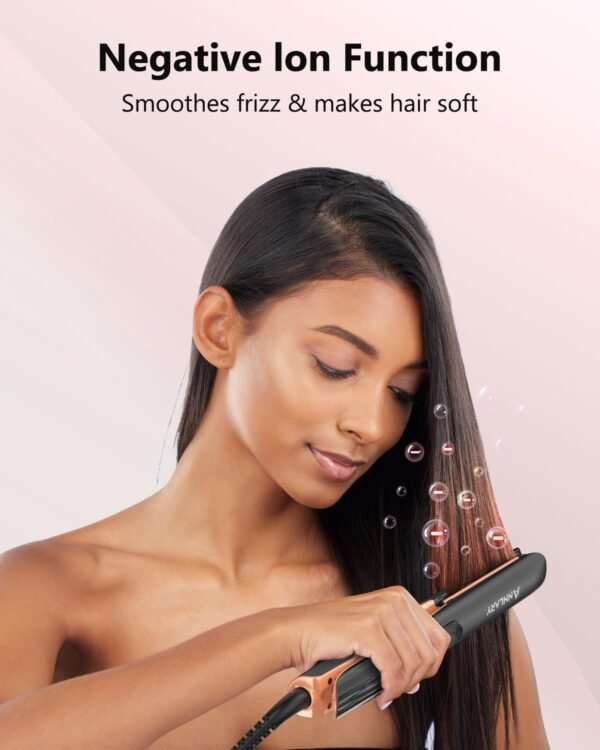 61uDAuFbDpL._AC_SL1500_.jpg Hair Straightener, 1 Inch Flat Iron Straightener and Curler 2 in 1, Titanium Ceramic Ionic Dual Voltage Straightener with Anti-Iron Silicone for Less Frizz, Shinier & Smoother Hair