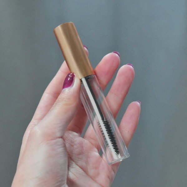 GTHER 10PCS 10ML Empty Mascara Tube Bottle with Eyelash Wand & Rubber Inserts & Funnels Set for Castor Oil/Eyelash Growth Oil, DIY Mascara Eyelash Cream Container with Cap, Matte Gold