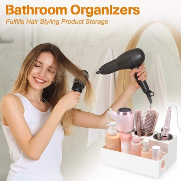 61uXQg-KIAL._AC_SL1000_.jpg Hair Tool Organizer - Bathroom Vanity Organizers and Storage, Hair Styling Accessories Hot Tools Organizer Hair Dryer, Blow Dryer, Curling Iron, Flat Iron, Hair Straightener, White