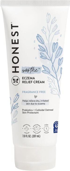 The Honest Company Eczema Soothing Therapy Cream + Skin Protectant | Naturally Derived, Gentle for Baby | Prebiotics, Colloidal Oatmeal | 7 oz