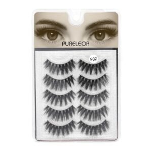 61uoFNuMpuL._SL1000_.jpg Cat Eye-Lash 3D Natural Mink Eyelashes Look Wispies Fluffy False Lashes 15mm Soft Reusable Eyelashes For Small Eyes Lightweight No Glue 5 Pairs