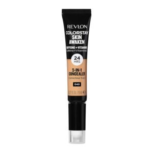 Revlon ColorStay Skin Awaken 5-in-1 Concealer, Lightweight, Creamy Longlasting Face Makeup with Caffeine & Vitamin C, For Imperfections, Dark Circles & Redness, 040 Medium, 0.27 Fl Oz