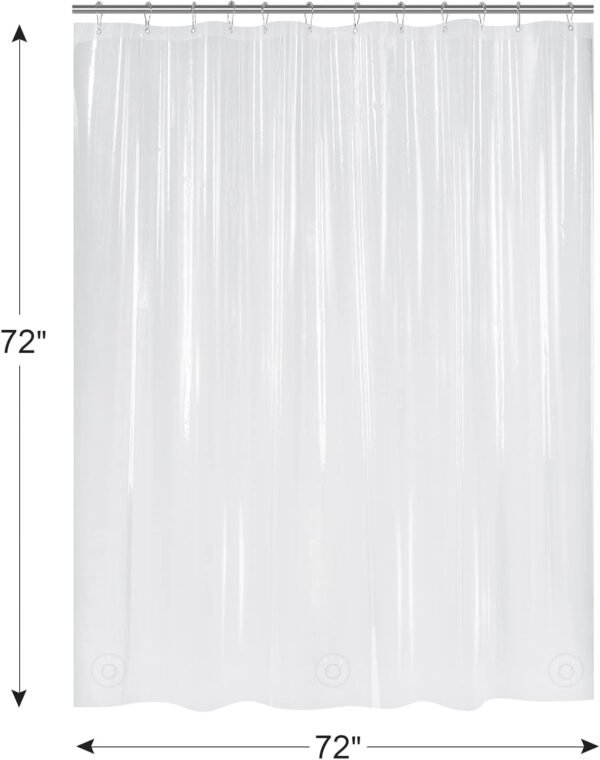 AmazerBath Plastic Shower Curtain Clear Premium PEVA, Clear Shower Curtain Heavy Duty 8G, Weighted Shower Curtains for Bathroom Accessories with 3 Big Stones and 12 Rustproof Grommets, 72x72 Inches