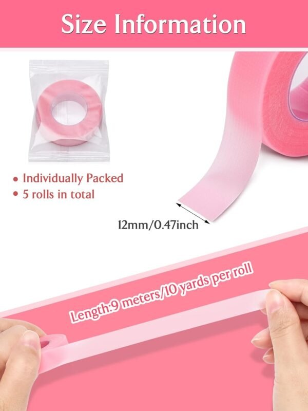 61vUWnNvJrL._SL1500_.jpg TEOYALL PE Lash Tapes, 5 Rolls Adhesive Micropore Breathable Pink Eyelash Extension Tapes Lash Extensions Supplies - 9 meter/10 Yard Each Roll (5 Rolls)