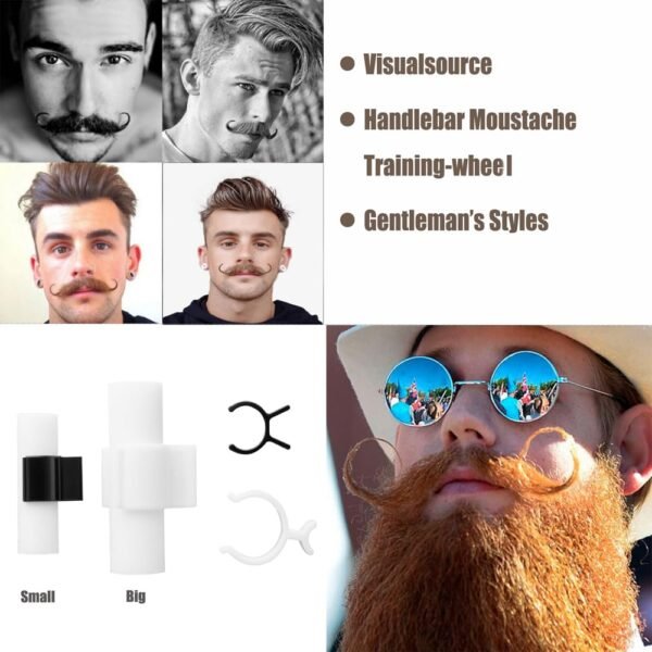 61vbHPzBfL._SL1000_.jpg Moustache Training Wheels, 2 Pair Set - Size L & Size S Mustache Curler, Hair Styling Tool for Handlebar Mustache, Perfect Gentleman's Gift