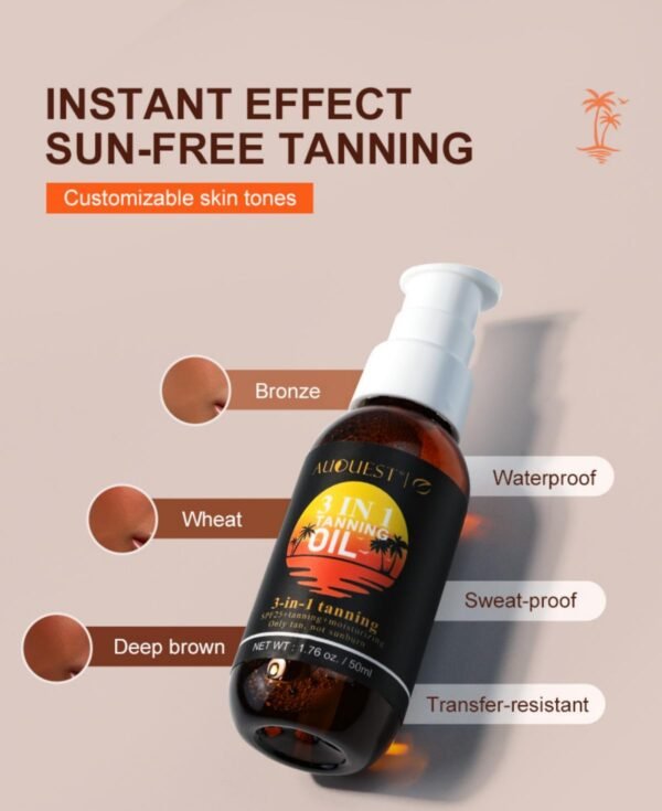 3-in-1 Tanning Oil,Summer Beach Tanning Aid Dark Brown Bronze Body Tanning Oil.Lotion Black Bronzer Oil for Body SPF 25+, Skin-Firming Tanning Lotion for Face Body, Hydrating After Sun Lotion (1(pcs))