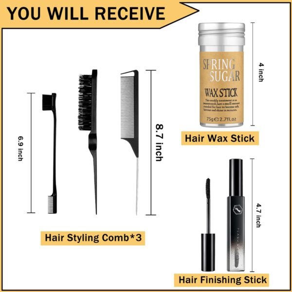 61wFUTtS7cL._SL1500_.jpg 5 Pcs Hair Wax Stick for Flyaways Edge Control Slick - Styling Tools Includes , Finishing , Comb, Gel for Fly Away for Women
