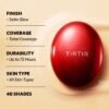 TIRTIR Mask Fit Red Cushion Foundation | Full coverage, Weightless, Skin fit, Satin Glow Finish, Korean Makeup, beauty, Tattoo cover up, Buildable (#23N Sand, 0.63 Fl Oz)
