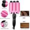 3 Jumbo Barrel Curling Iron Wand 32mm Hair Waver Temperature Adjustable Ceramic Big Waves Hair Crimper (1.25'')