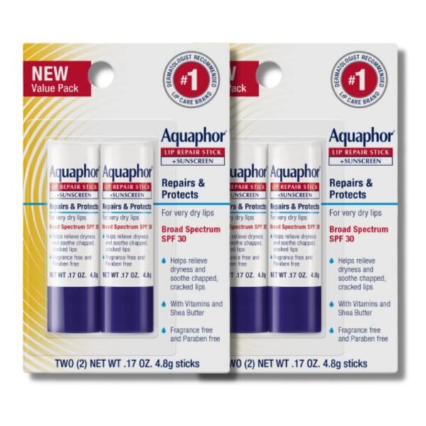 61xEI8QS0xL._SL1000_.jpg Aquaphor Lip Repair and Protect Stick with Sunscreen, Broad Spectrum SPF 30 Sunscreen Lip Balm, 0.17 Oz Stick, Pack of 4