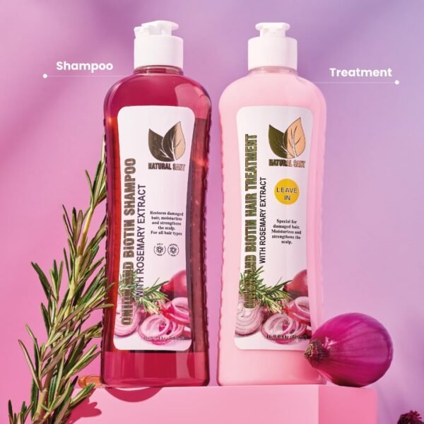 Onion Biotin and Rosemary Shampoo & Treatment Set for Stronger, Thicker and Longer Hair - Soft and Shine, Hair Loss and Thinning Hair, Growth Shampoo, Paraben Free, Silicone Free