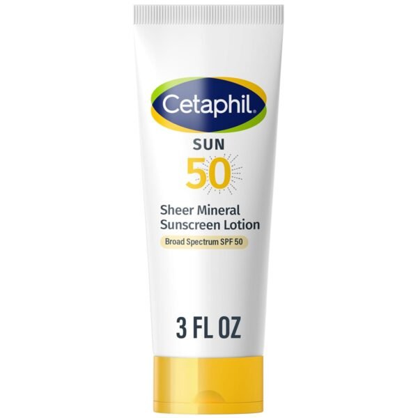 61xq-I8BqTL._SL1500_.jpg CETAPHIL Sheer Mineral Sunscreen Lotion for Face & Body 3 fl oz 100% Mineral UVA/UVB Filters: Zinc Oxide & Titanium Dioxide Broad Spectrum SPF 50 For Sensitive Skin Dermatologist Recommended Brand
