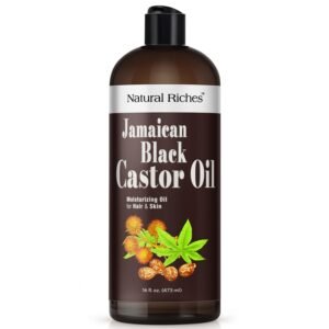 61xwA4NnMVL._SL1500_.jpg Natural Riches Jamaican Black Castor Oil Pure Organic Cold Pressed for Hair Growth Skin Care for Dry Skin Conditioning Eyebrows Eyelashes Scalp and Nail Moisturizes & Repairs 16fl.oz.