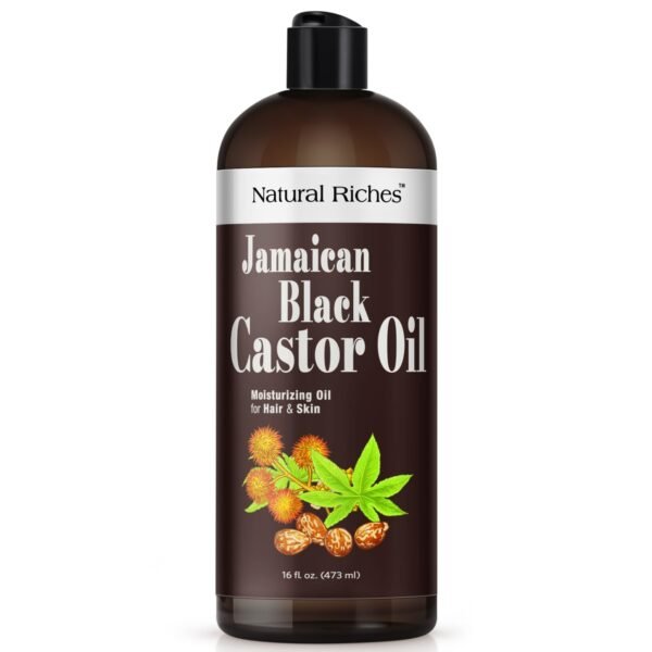 61xwA4NnMVL._SL1500_.jpg Natural Riches Jamaican Black Castor Oil Pure Organic Cold Pressed for Hair Growth Skin Care for Dry Skin Conditioning Eyebrows Eyelashes Scalp and Nail Moisturizes & Repairs 16fl.oz.