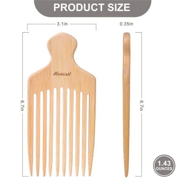61y9I-0tayL._SL1500_.jpg Bamboo Hair Pick for Curly Hair, Premium Wide Tooth Detangling Comb with Ergonomic Handle, Natural Volume & Styling Tool for Men Women