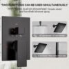 Shower Faucet Sets Shower Systems Matte Black, STARBATH 12+6" Double Rain Shower Head with with 2 in 1 Handheld High Pressure Spray,Ceiling Mount Rainfall 3 Way Shower Valve with 5 Diverter Complete