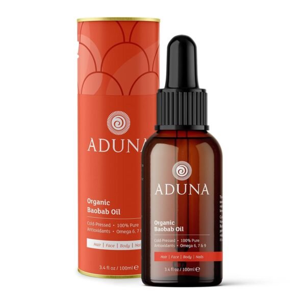 61ySSz4ynYL._SL1500_.jpg Aduna Wild Harvested Baobab Oil - 100% Organic - 3.4fl oz Pure Baobab Oil - Unrefined Cold-Pressed Body, Hair & Face Oil - Moisturizing & Anti-Ageing