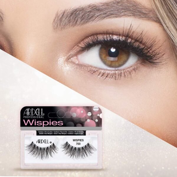 Ardell Lashes Pro Wispies 700, Comfortable Invisiband False Eyelashes, Reusable Strip Lashes for All-Day Wear, 4 Pack