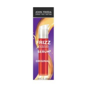 John Frieda Frizz Ease Original Hair Serum, Protecting Against Frizz, Heat, and Humidity While Adding Shine, Smooths Strands and Hydrates Parched Hair with Argan, Coconut, and Moringa Oil, 1.69 Oz