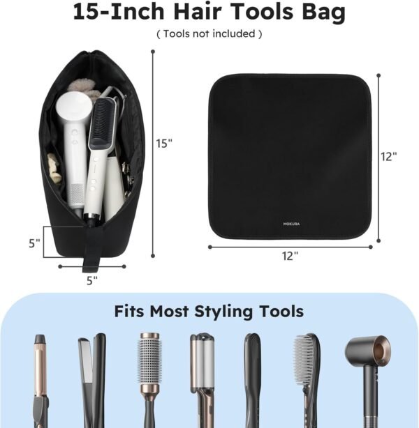 61zLGvfFtLL._AC_SL1500_.jpg MOKURA Hot Hair Tools Travel Bag with Heat Resistant Mat Removable, Hair Accessories Organizer Case, Women Travel Essentials, Storage Pouch for Curling Iron Straightener Flat Iron Hair Dryer, Black