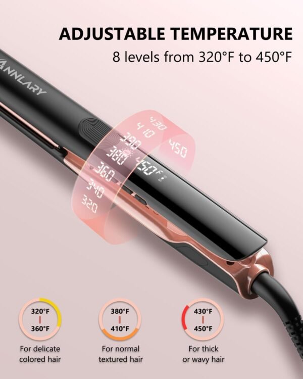 61zO7xkERCL._AC_SL1500_.jpg Hair Straightener, 1 Inch Flat Iron Straightener and Curler 2 in 1, Titanium Ceramic Ionic Dual Voltage Straightener with Anti-Iron Silicone for Less Frizz, Shinier & Smoother Hair