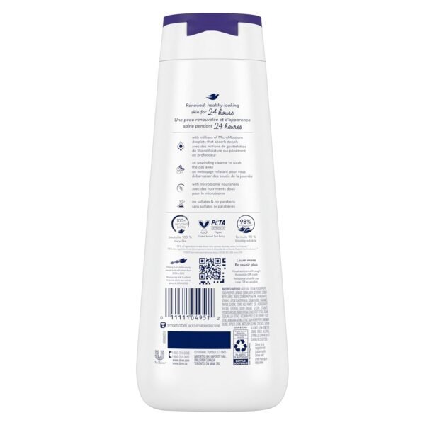 Dove Body Wash Unwinding Blueberry & Moon Milk, 4 Count for Renewed, Healthy Looking Skin, Moisturizing Gentle Skin Cleanser with 24hr Renewing MicroMoisture, 20 oz